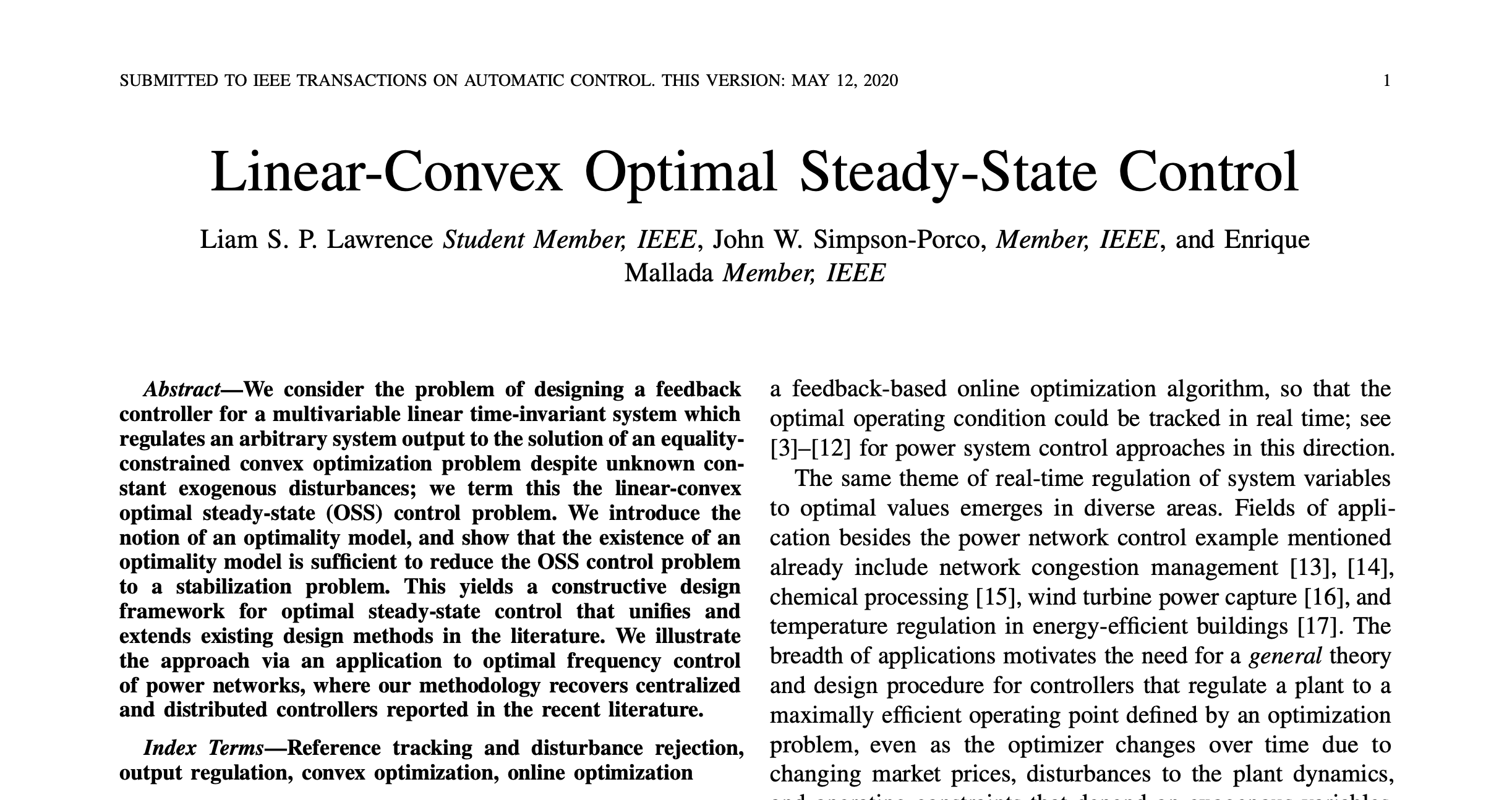 Optimal Steady-State Control